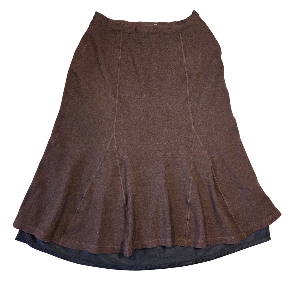 Isabella Bird‎ Wool Skirt Womens 12 Brown Knit Midi Flare A Line Career Peasant